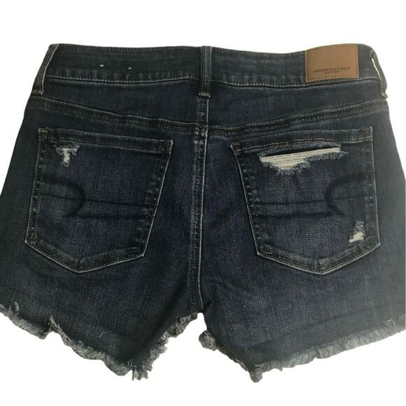 American Eagle Distressed Midi Super Stretch Jean Shorts N0098 - Picture 2 of 8